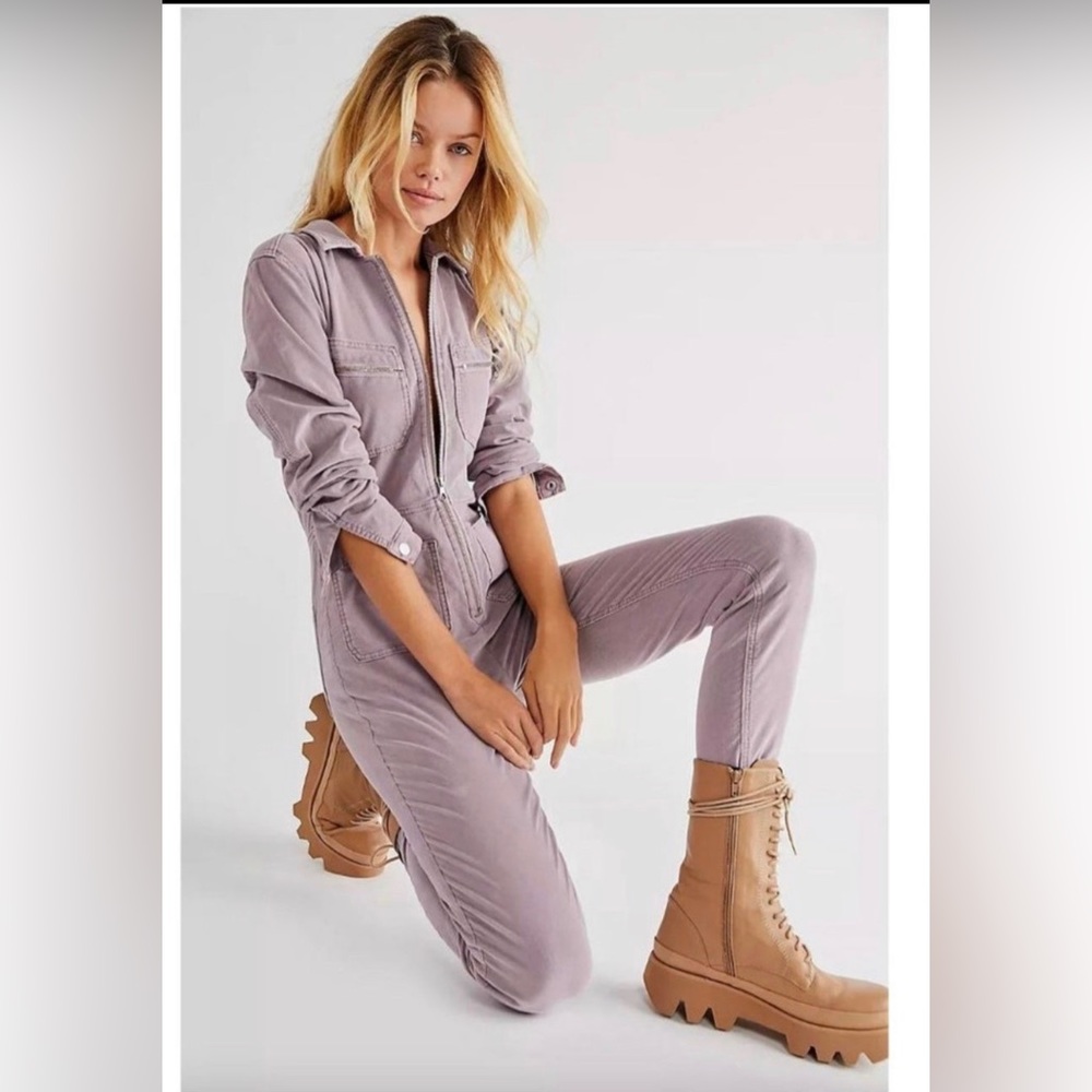 Free people Lennox jumpsuit. Size m color purple brand new with tags.